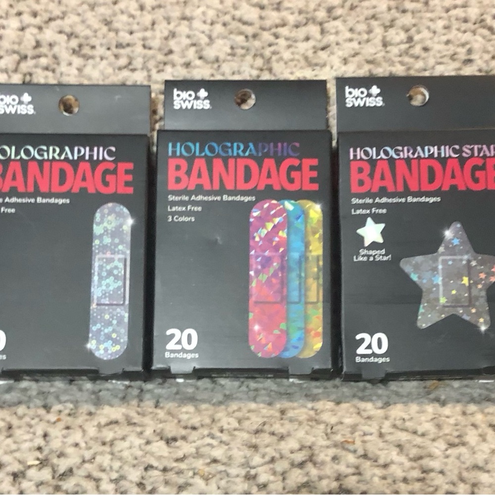 Holographic Bandaids Multicolored 20 per box (Pack of 3)
